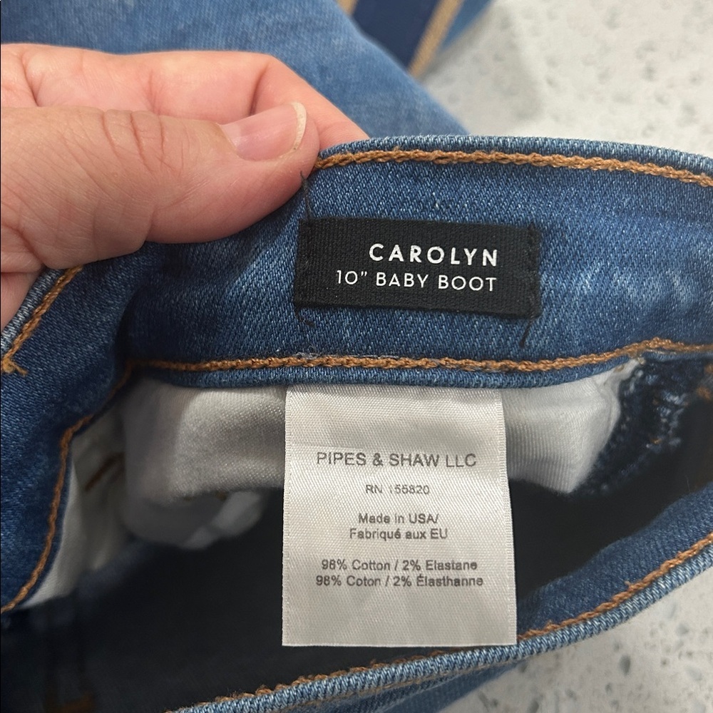 Veronica Beard Carolyn 10" Baby Boot Tuxedo Stripe Raw Hem Button Fly Jeans - 27 - Picture 8 of 10